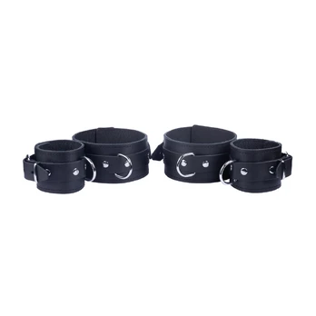 Red Leather Arm & Forearm Binding Restraints Black Adjustable Fit