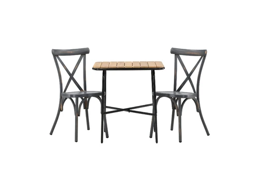 Holmbeck Cafetable Steel - Black / Rectangular 55*70*74 +Tablas Diningchair Aluminium - Black / _2