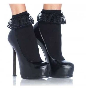 Leg Avenue Hosiery Boland Traciks Sort ankelstrømpe