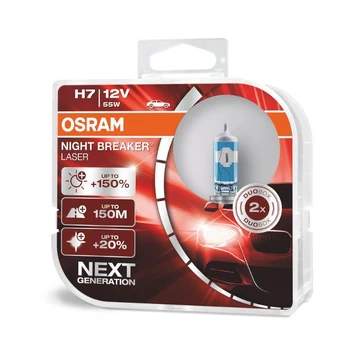 Osram lemputės Night Breaker lazerinis,+150%, H7, 55W,2 vnt, DUO O6421