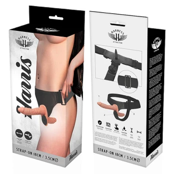Sekso diržas - dildo HARNESS ATTRACTION HARRIS DOUBLE VIBRATOR 18 x 3,5 cm