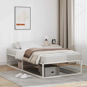 Metal Bed Frame in Black or White, Various Sizes : Dydis - 100 x 200 cm, Spalva - Balta