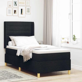 Box Spring lova su čiužiniu - Juoda, 80x200 cm, audinys