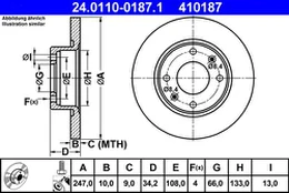 ATE 24.0110-0187.1 Brake Disc kaina
