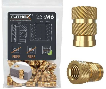 Ruthex M6 srieginis įdėklas – Rx-M6x12.7 - 25 vnt