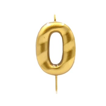 Auksinė žvakutė tortui skaičius "0"