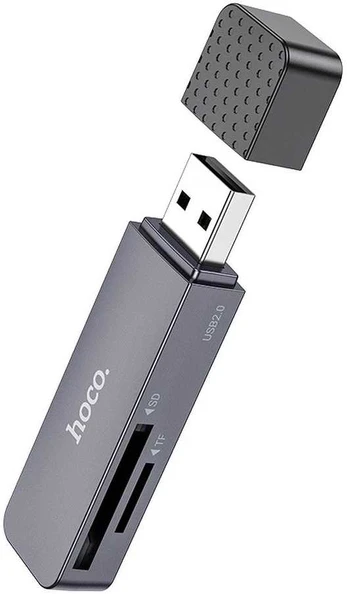 Dėklas HOCO card reader USB A 2.0 HB45 metal pilka