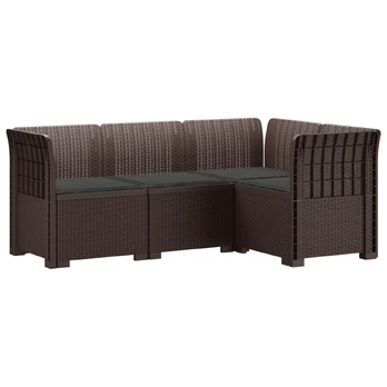4-vietė Sodo Sofa Su Pagalvėlėmis Rattano Išvaizda PP Ruda