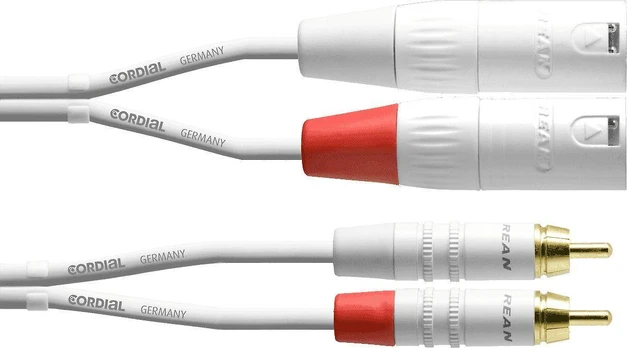 Cordial 2 x RCA - 2 x XLR garso laidas, 3 m, baltas