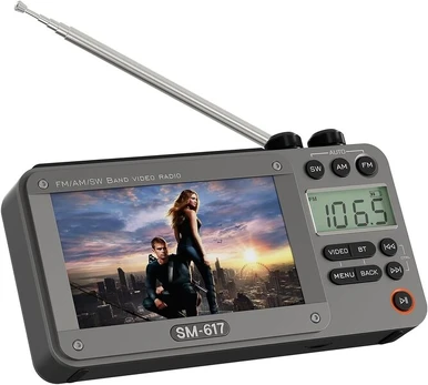 Nešiojamas radijas su 4.3" ekranu 720p ir Bluetooth