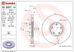 Stabdžių diskas BREMBO 09.8837.14 kaina