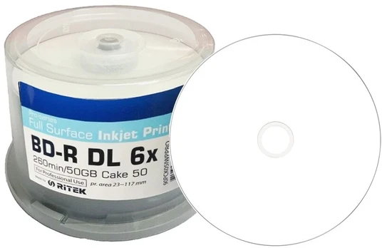 Lite-On Blu-ray Bd-r Dl Ritek 50gb printable 10 vnt. Pro-series
