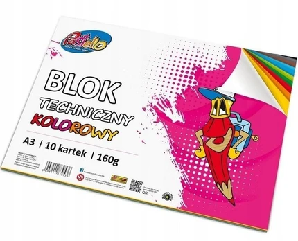 Techninis blokas A3, 160g, spalvotas, 10 lapelių