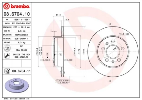 Stabdžių diskas BREMBO 08.6704.11