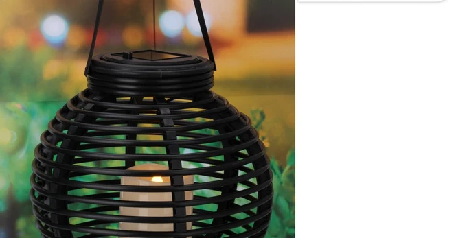 Lampion solarny, juoda kula, Ø 21 cm