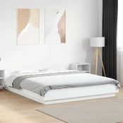 Lovos rėmas su LED, baltas, 160x200cm, apdirbta mediena kaina
