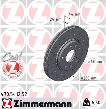 Stabdžių diskas ZIMMERMANN 470.5412.52