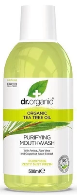 Burnos skalavimo skystis Dr. Organic Tea Tree, 500 ml kaina