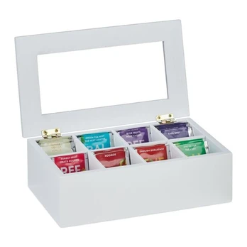 Arbatos maišelių organizatorius 9x28x16cm., baltos spalvos