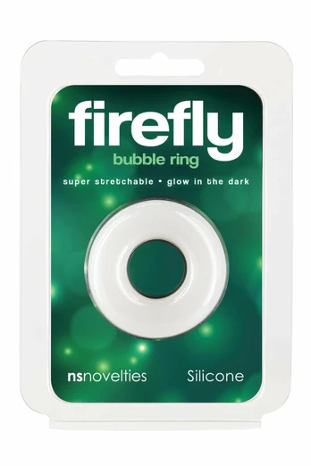FIREFLY Bubble Ring Small White - Glow-in-the-Dark Silicone, Size S