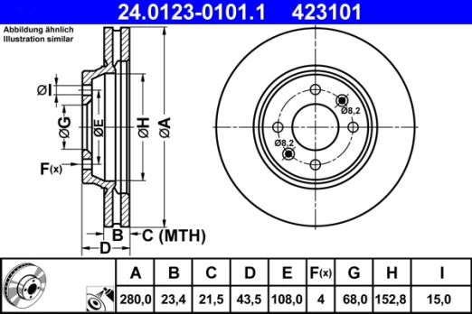 ATE 24.0123-0101.1 Brake Disc