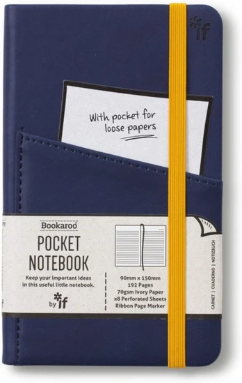 IF Bookaroo Notebook Journal Pocket A6 - tamsiai mėlyna