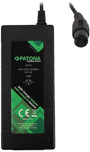 PATONA charger for electric scooters and Hoverboards 42V/2A/84W 3pin