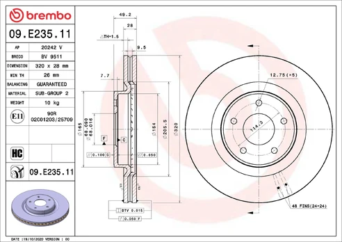 BREMBO 09.E235.11 Brake Disc