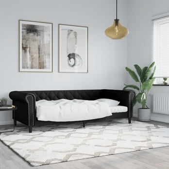Lova Sofa, juodos spalvos, 90x190 cm, dirbtinė oda