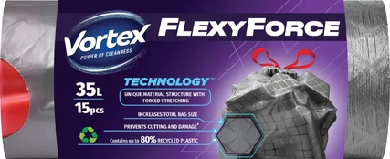 Šiukšlių maišai Vortex Flexy Force, 35 l, 15 vnt. kaina