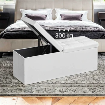 Lankstus kėdutė, SONGMICS LSF75WT, 38 x 110 x 38 cm, Balta