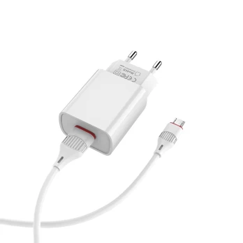 Įkroviklis buitinis Borofone BA20A + microUSB (2.1A) baltas