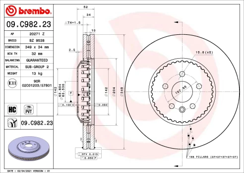 BREMBO 09.C982.23 Brake Disc