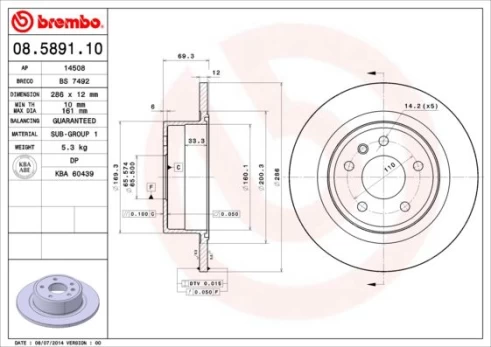 Stabdžių diskas BREMBO 08.5891.10