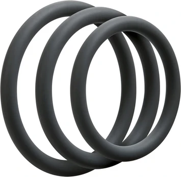 Doc Johnson OptiMALE Thin Silicone Ring Set 3 Sizes Juodas/Slate