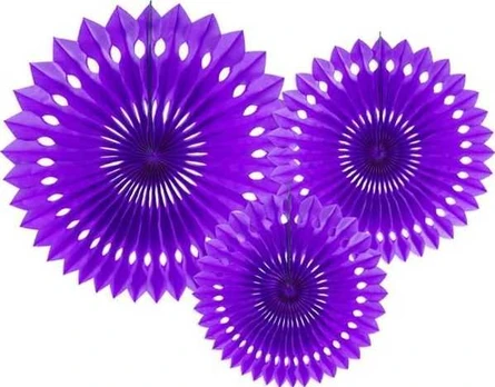 Party Deco Decorative tissue paper rosettes, violetinė, 20-30cm, 3 pcs. Universal