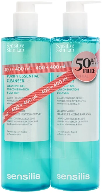 Sensilis PURIFY ESSENTIAL CLEANSER valomasis gelis 2 x 400 ml