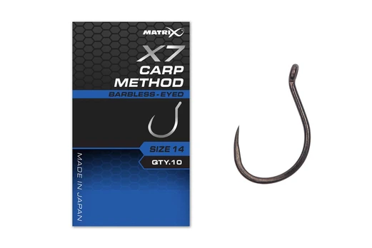 Kabliukai Matrix X7 Carp Method be užkarpėlės - Eyed Nr. 12