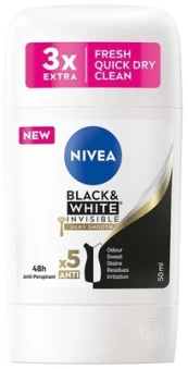 Moteriškas dezodorantas Nivea Black & White Silky Smooth, 50 ml kaina