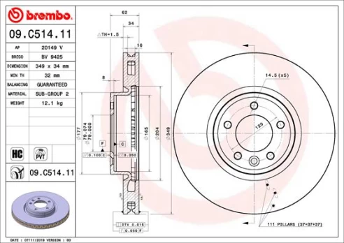 BREMBO 09.C514.11 Brake Disc