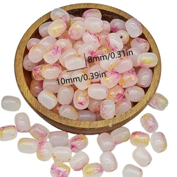 Apyrankė, stiklo karoliukai, Dark pink-date shape