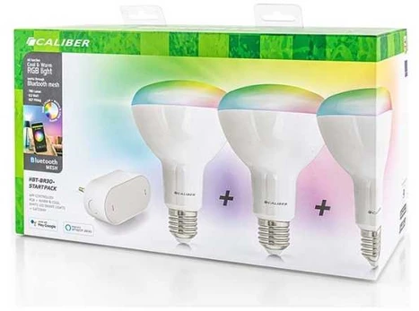 Caliber BR30 smart home starterpack LED-pære hvid/multi