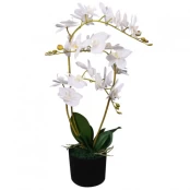 Dirbtinė orchidėja su vazonu, 65 cm, balta kaina