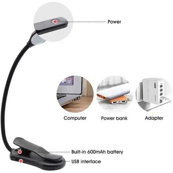 skaitymo lemputė,„Book Light Mini 7 LED“ įkraunama 3 lygių šilta šalta balta lanksti
