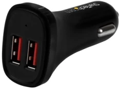 Įkroviklis StarTech, Cigarette Lighter Socket/2 x USB 3.0 Type A, 0.075 m, juoda kaina