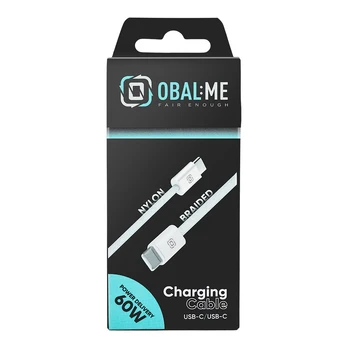 OBAL:ME Super Fast USB-C USB-C Braided Cable 60W 1m Baltas