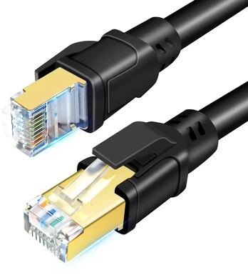 Ethernet kabelis Cat8 40 Gbps, 2000 Mhz, 5 m, juodas