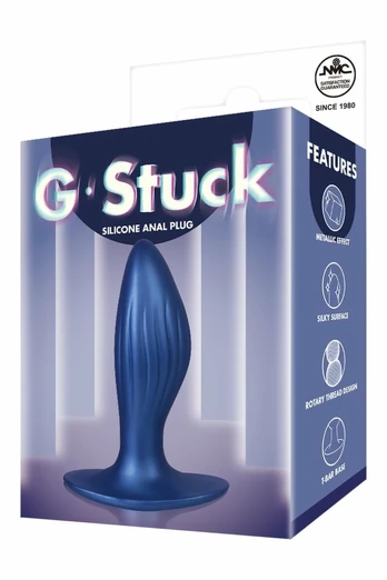 NMC 4.5 Inch Silicone Anal Plug Metallic Blue T-Bar Base