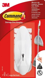 Command didelis metalinis kabliukas, 2,2 kg, baltas