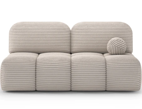 Nuwia sofa with sleeping function and storage box, white velvet upholstery, Modern, Beige